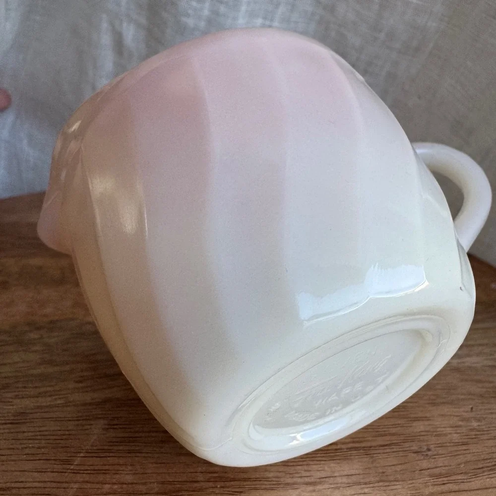 USA Vintage Fire King Pink Ombre Creamer‎ Pitcher Swirl Design Milk Glass